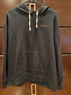 Columbia Black Hooded Pullover with Orange Logo